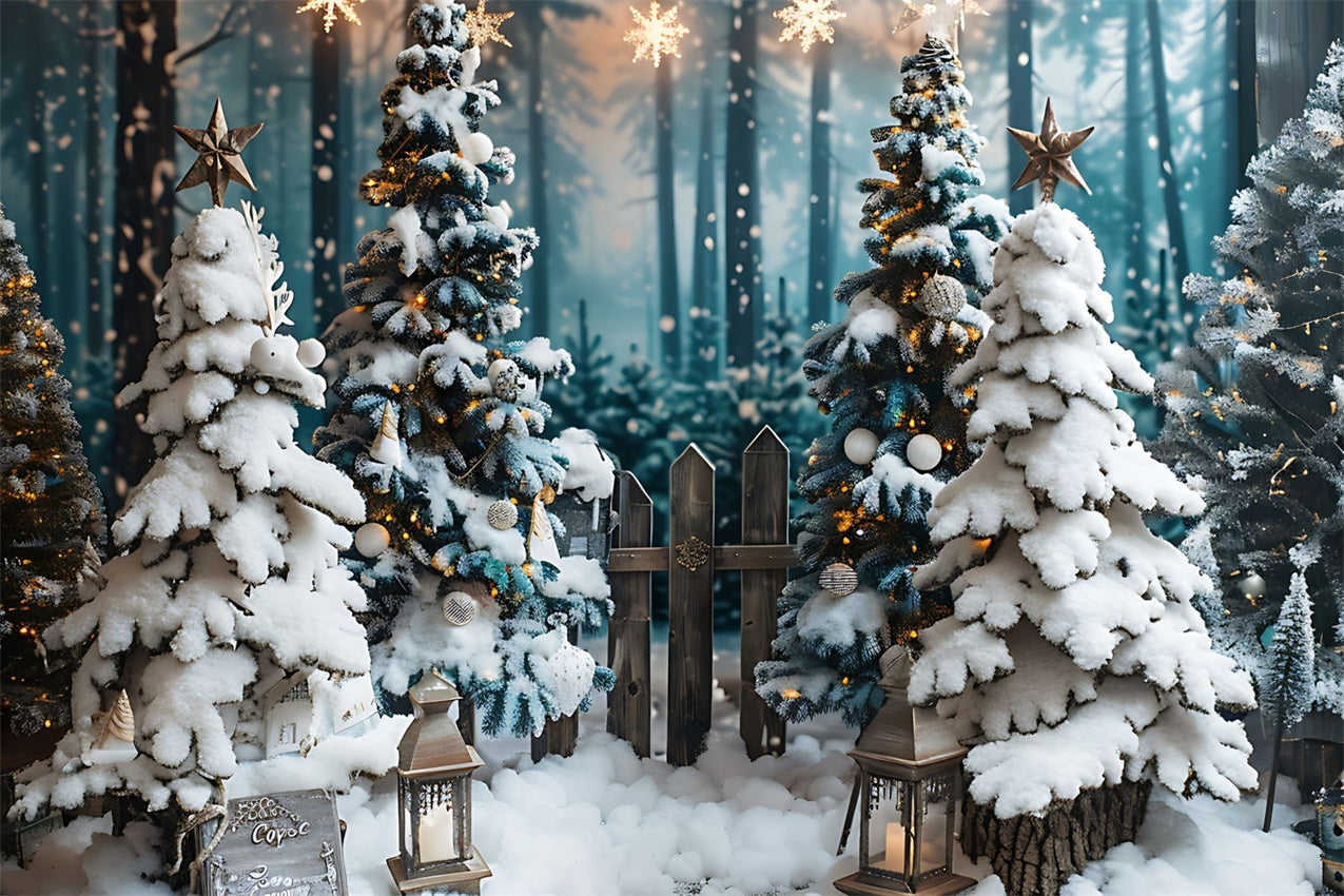 Christmas Star-Lit Snowy Pines Backdrop UK BRP8-96