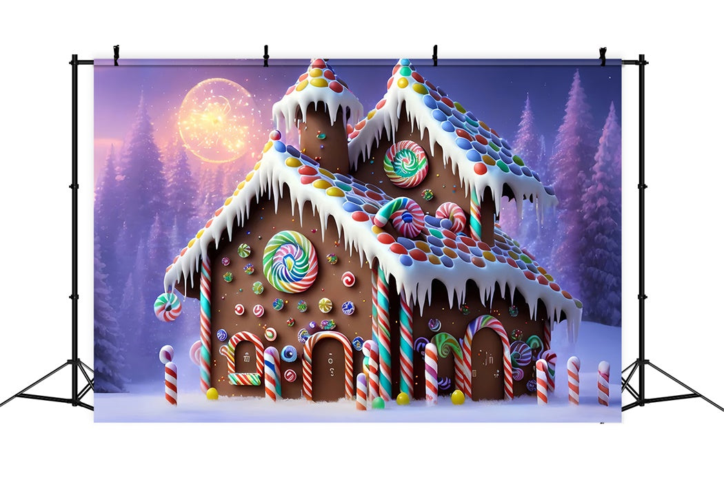 Christmas Magical Frosty Gingerbread Cottage Backdrop UK BRP8-97