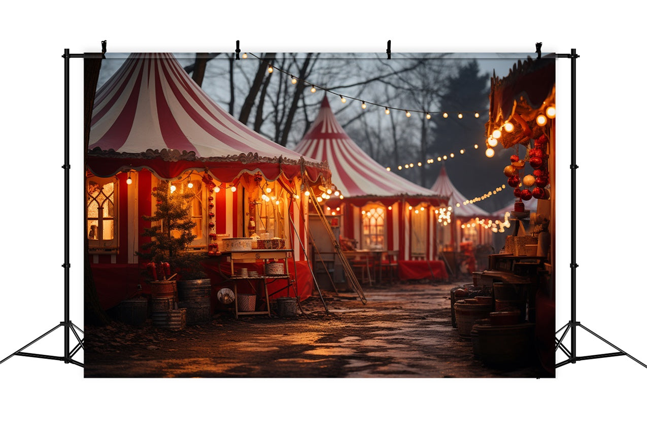 Christmas Carnival Tents with String Lights Backdrop UK BRP9-104