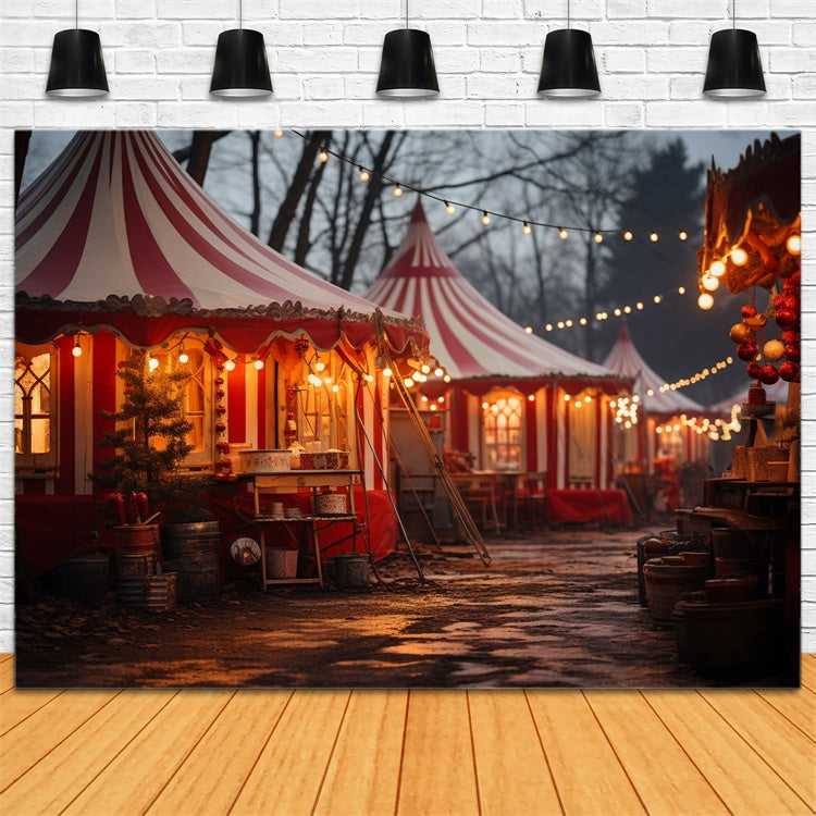 Christmas Carnival Tents with String Lights Backdrop UK BRP9-104