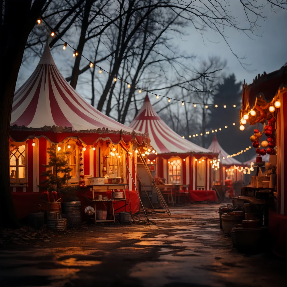 Christmas Carnival Tents with String Lights Backdrop UK BRP9-104