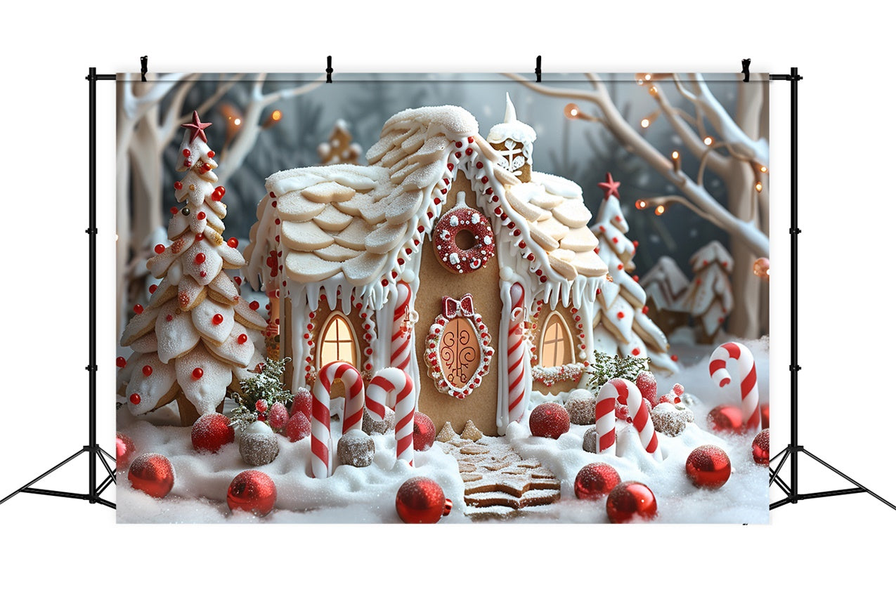 Candy Cane Christmas Village with Gingerbread House Backdrop UK BRP9-112