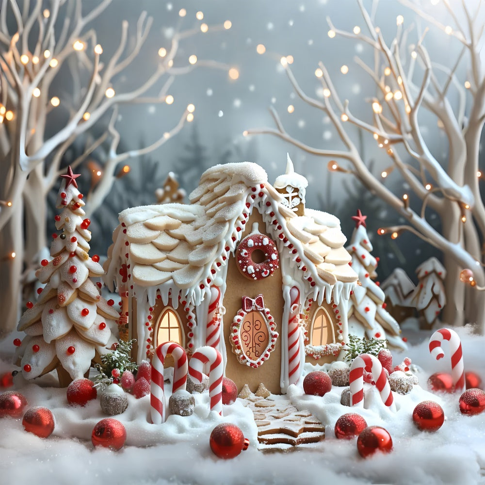 Candy Cane Christmas Village with Gingerbread House Backdrop BRP9-112