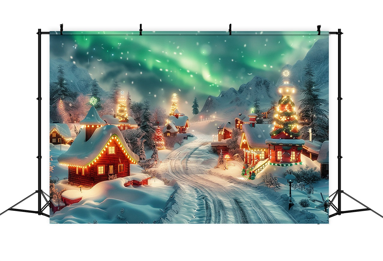 Aurora-Filled Christmas Eve at the Village Backdrop uk BRP9-125