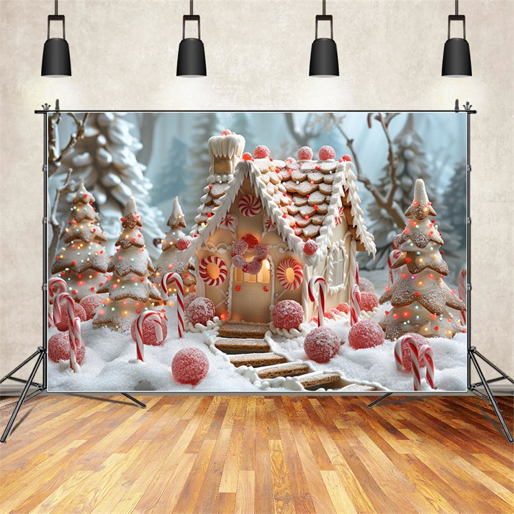 Sugary Snowy Candyland Christmas Village Backdrop UK BRP9-126