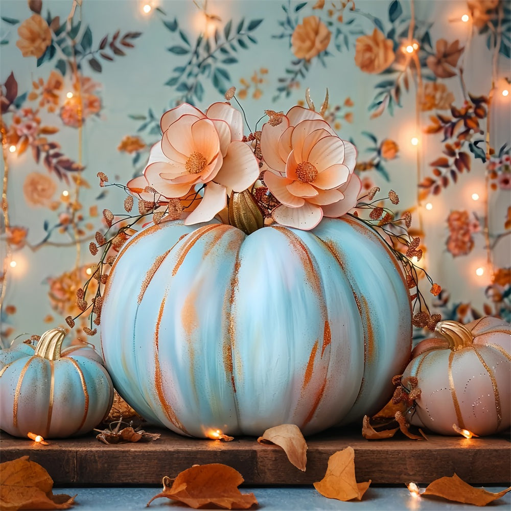 Floral Arrangement Pastel Blue Pumpkin Backdrop UK BRP9-127