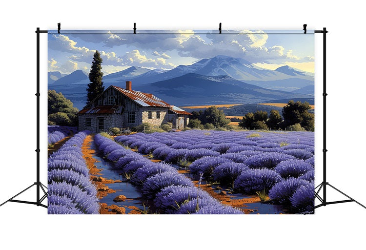 Rolling Lavender Fields Mountain View Backdrop UK BRP9-153