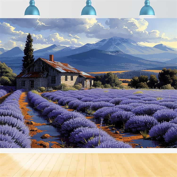 Rolling Lavender Fields Mountain View Backdrop UK BRP9-153