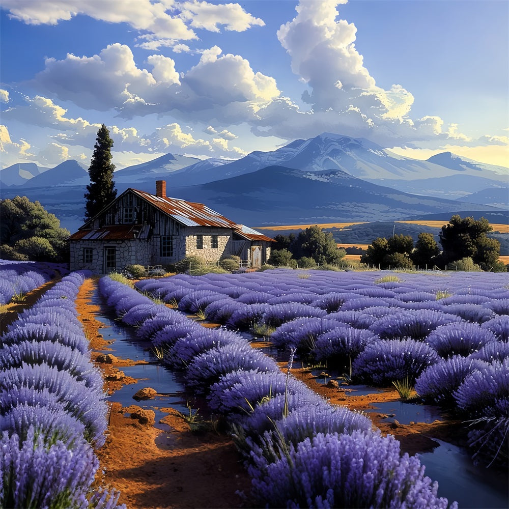 Rolling Lavender Fields Mountain View Backdrop UK BRP9-153