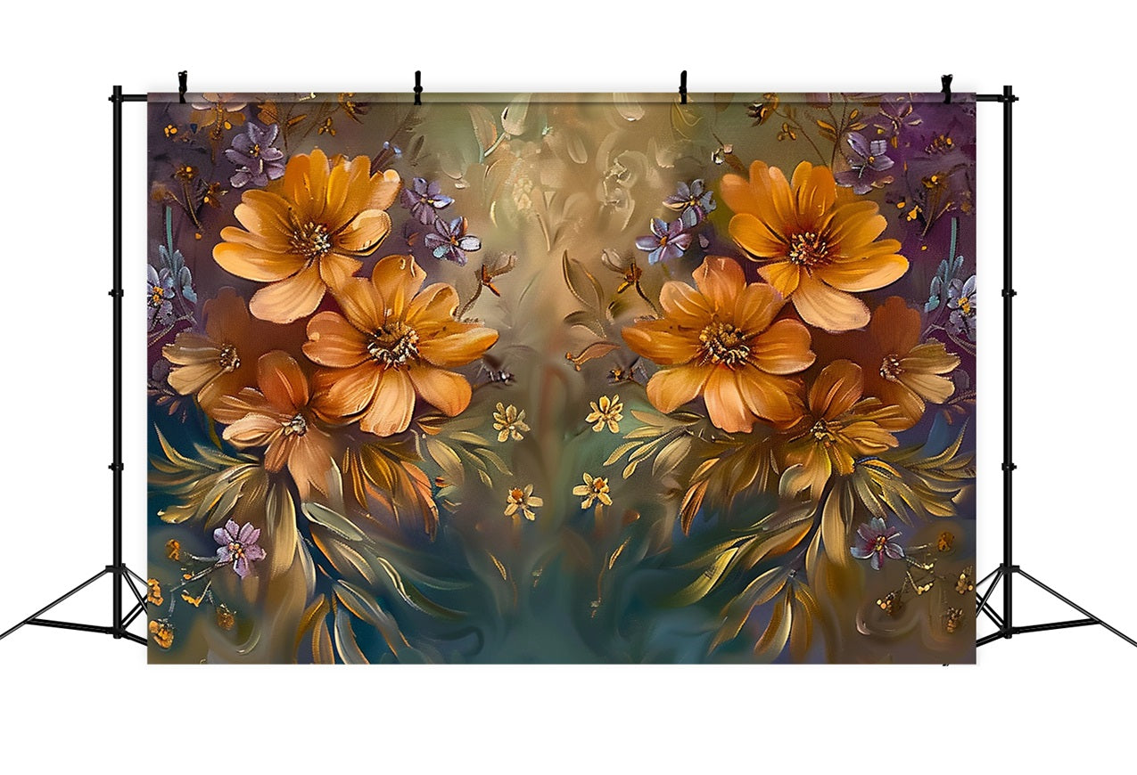 Golden Floral Abundance Subtle Color Hues Backdrop UK BRP9-162