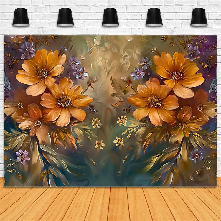 Golden Floral Abundance Subtle Color Hues Backdrop UK BRP9-162