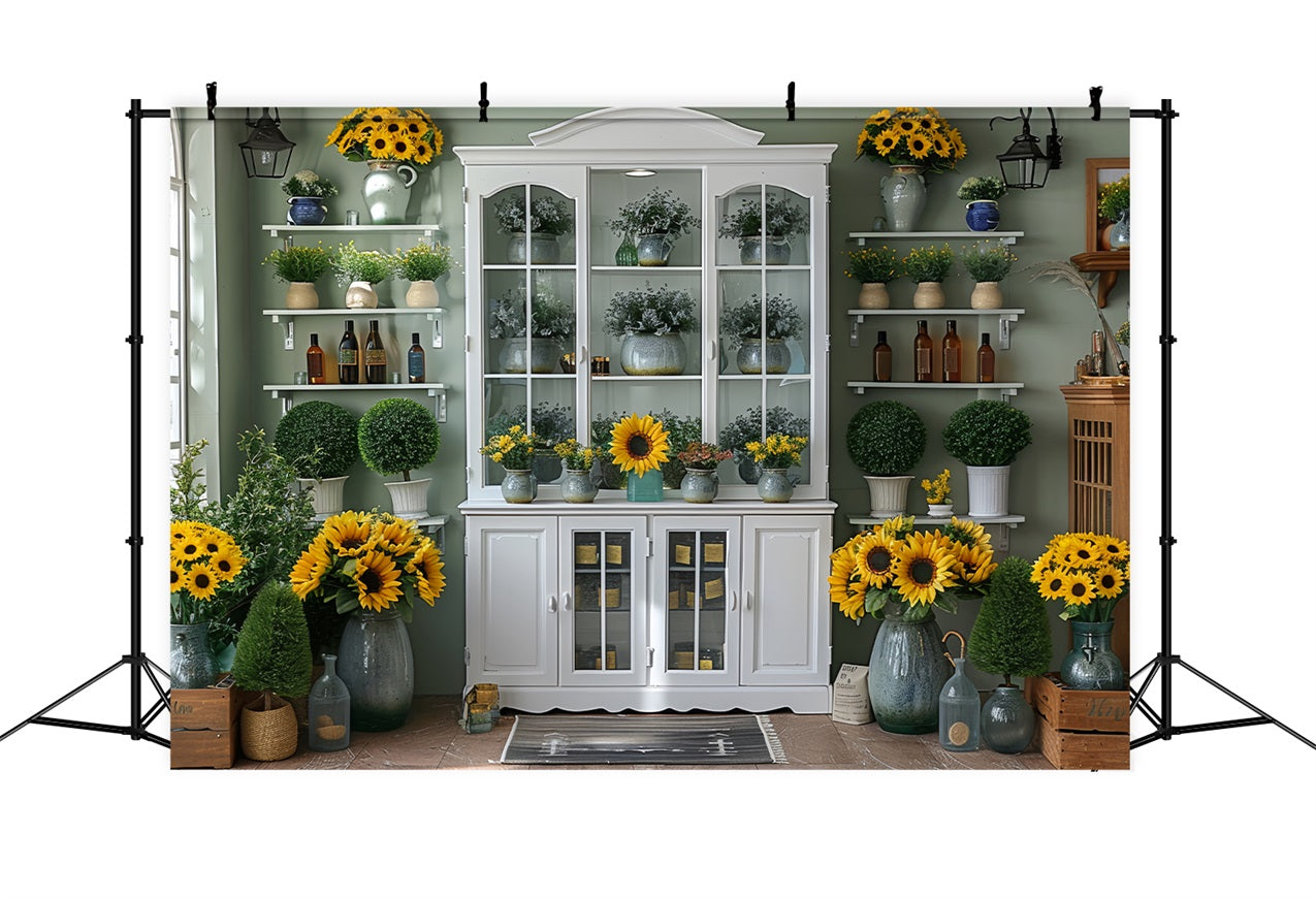 Autumn Greenhouse Sunflowers Cozy Decor Backdrop UK BRP9-166