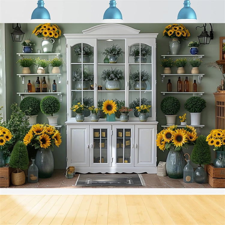 Autumn Greenhouse Sunflowers Cozy Decor Backdrop UK BRP9-166