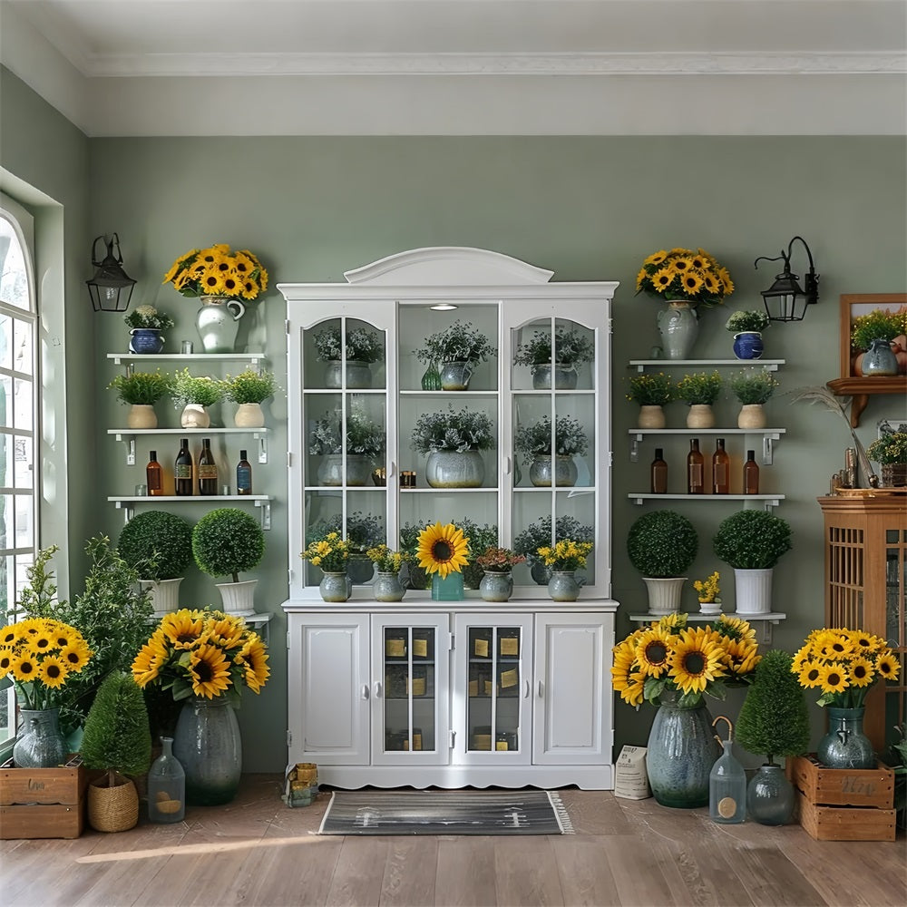 Autumn Greenhouse Sunflowers Cozy Decor Backdrop UK BRP9-166