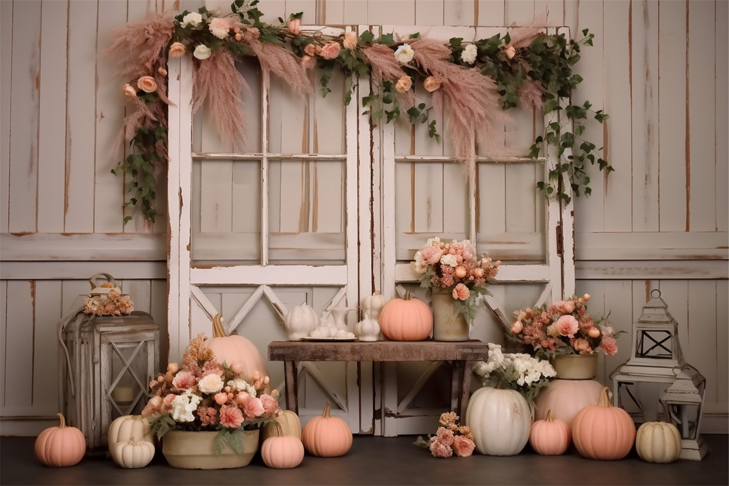 Rustic Fall Windows Pastel Pumpkin Decor UK BRP9-196