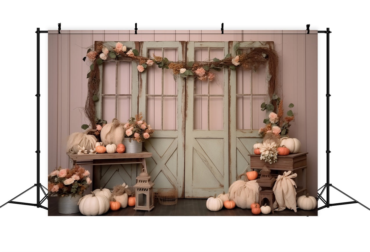 Autumn Floral Pumpkin Styled Window Backdrop UK BRP9-197