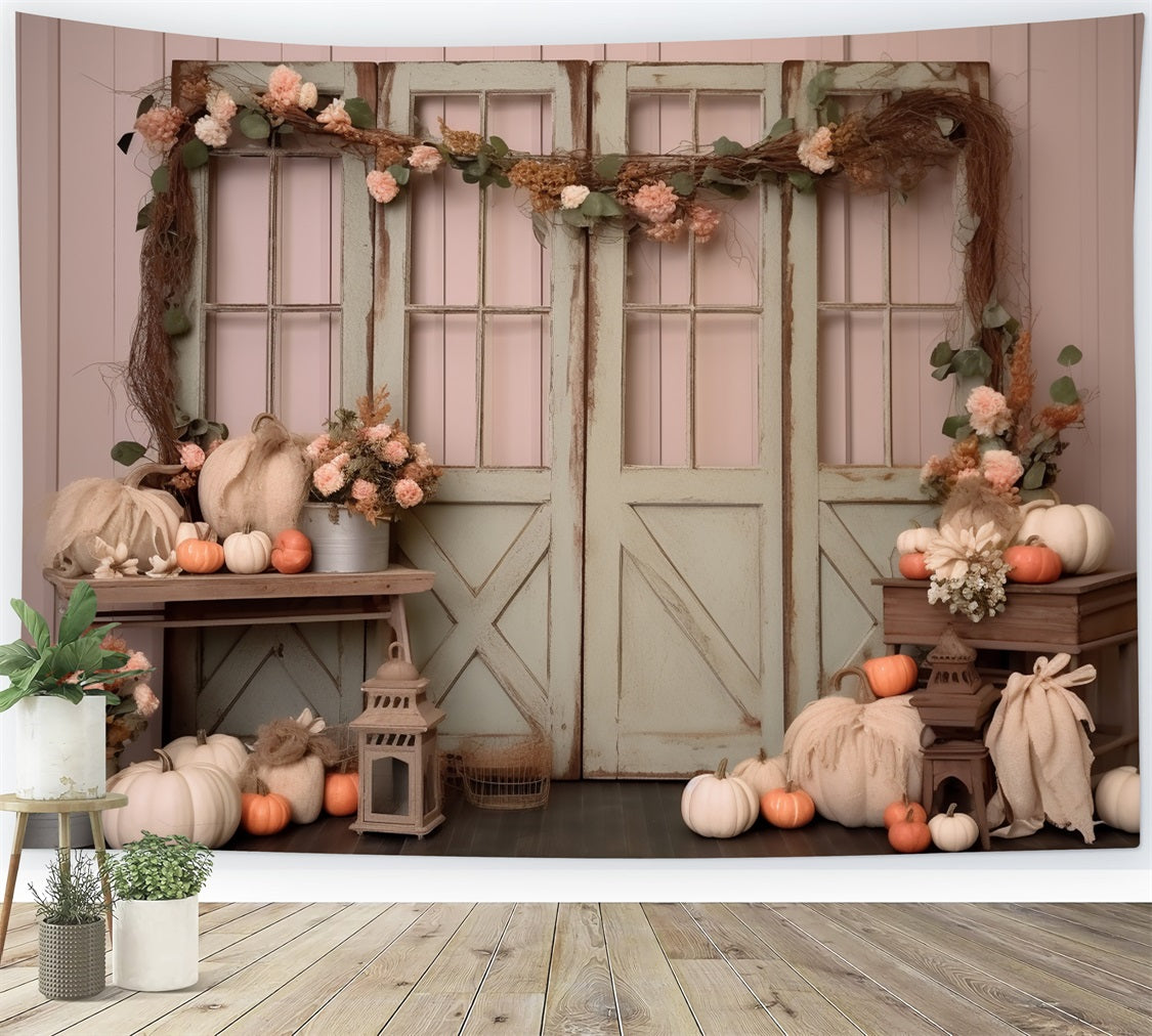 Autumn Floral Pumpkin Styled Window Backdrop UK BRP9-197