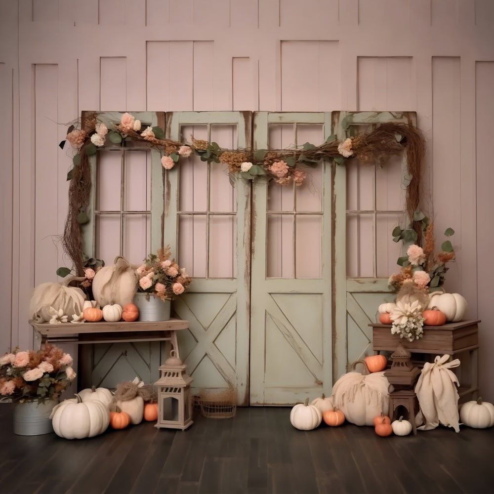 Autumn Floral Pumpkin Styled Window Backdrop UK BRP9-197