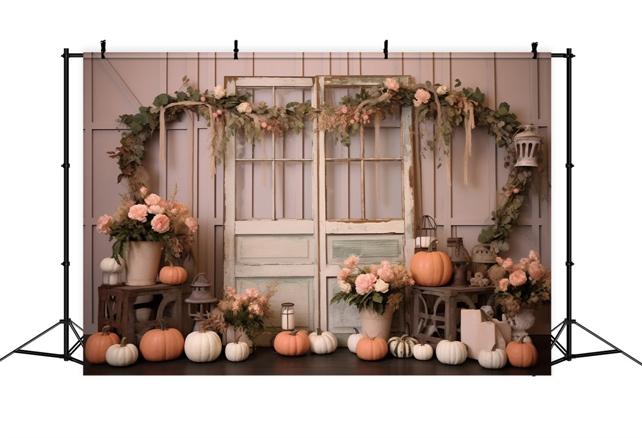 Elegant Pastel Pumpkin Floral Window Scene UK BRP9-198