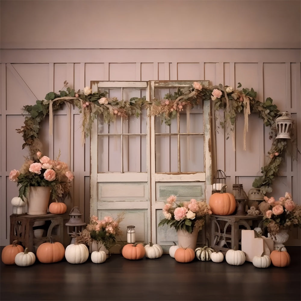 Elegant Pastel Pumpkin Floral Window Scene UK BRP9-198