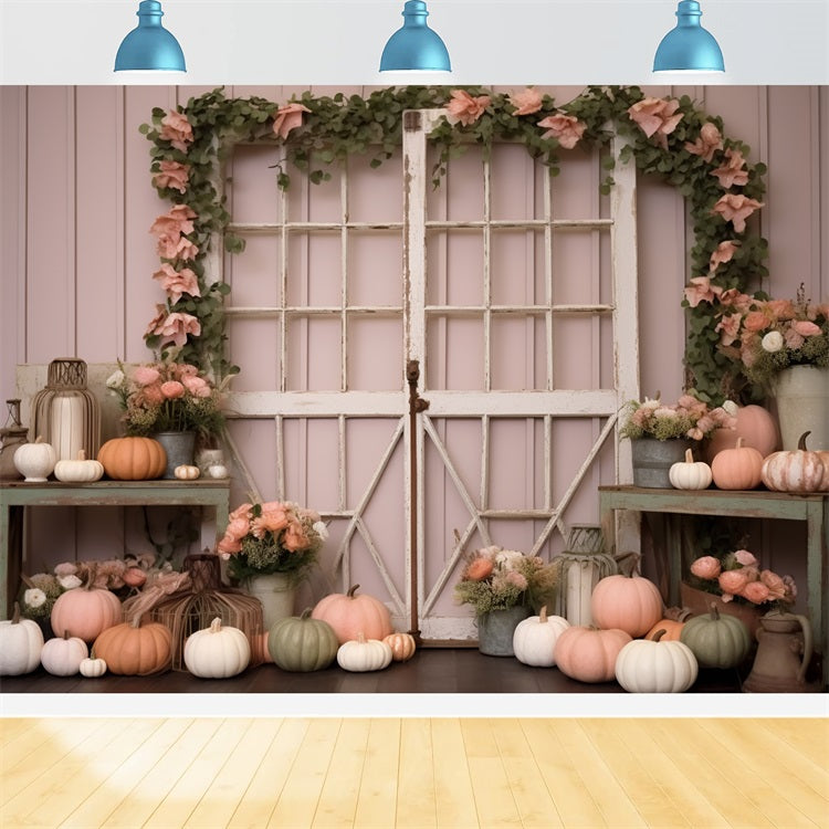 Pastel Pumpkin Display Flowers Rustic Decor UK BRP9-199