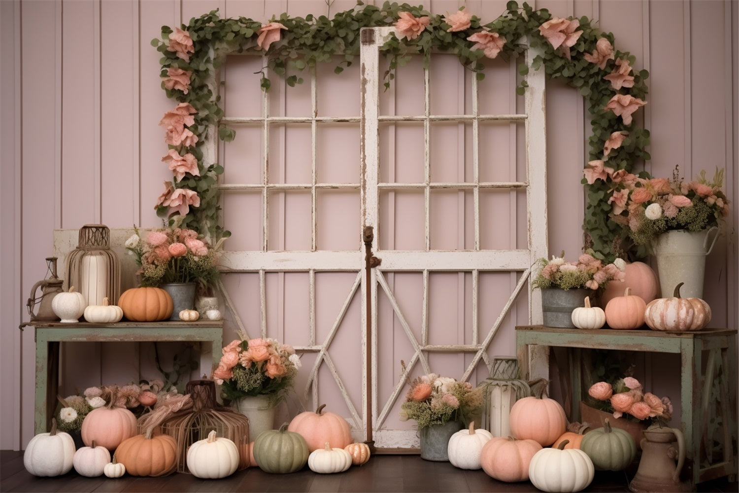 Pastel Pumpkin Display Flowers Rustic Decor UK BRP9-199