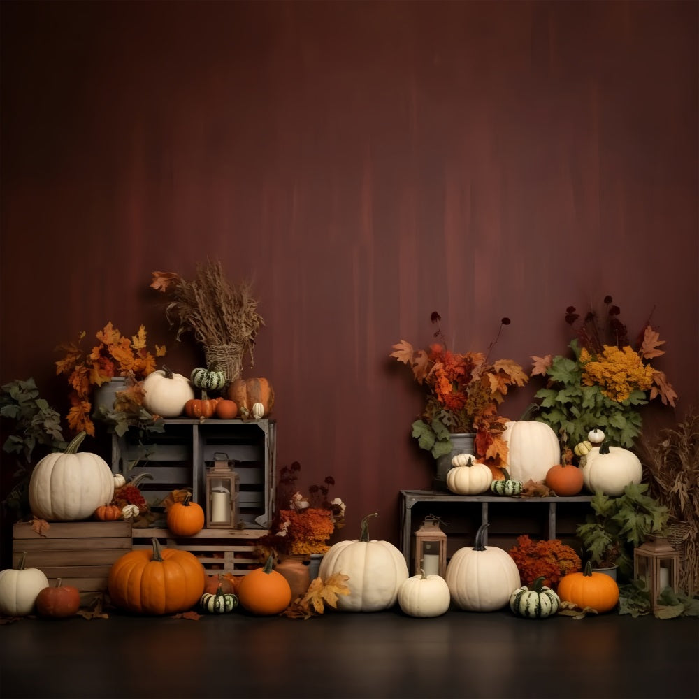 Fall Harvest Display Pumpkins Lanterns Backdrop UK BRP9-203