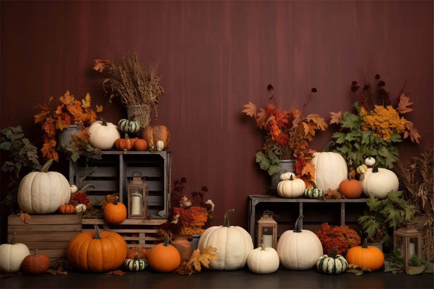 Fall Harvest Display Pumpkins Lanterns Backdrop UK BRP9-203