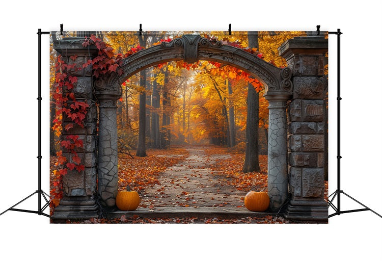 Mystical Autumn Archway Golden Foliage Backdrop UK BRP9-207