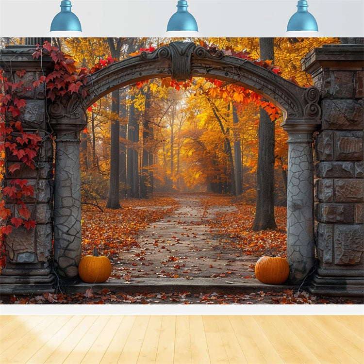 Mystical Autumn Archway Golden Foliage Backdrop UK BRP9-207