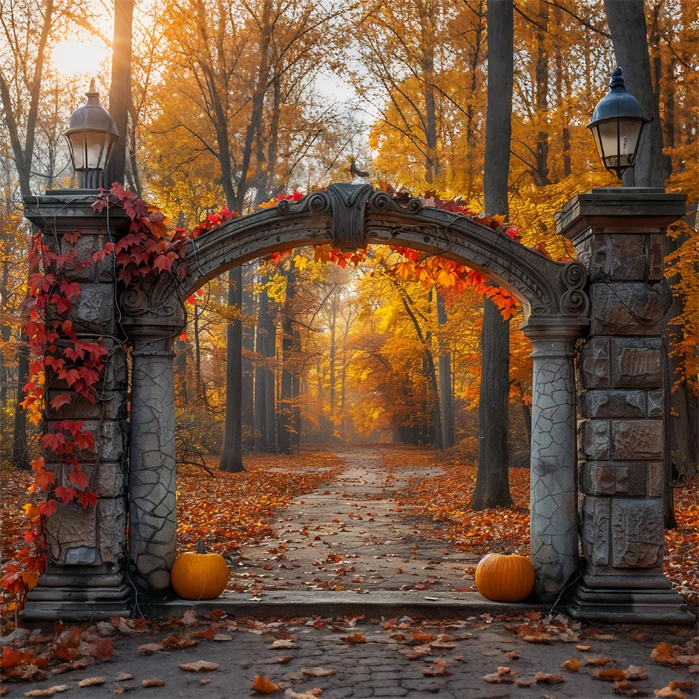 Mystical Autumn Archway Golden Foliage Backdrop UK BRP9-207