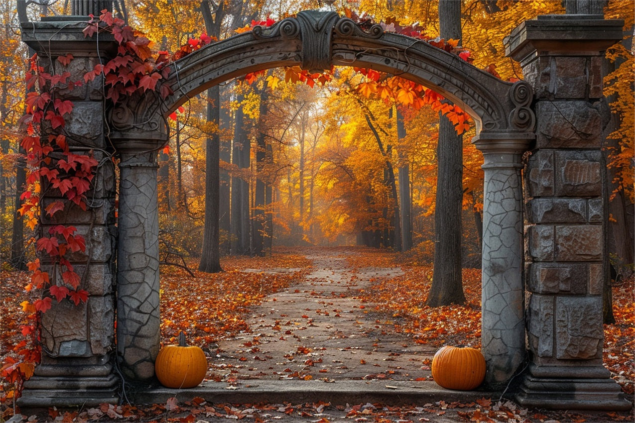 Mystical Autumn Archway Golden Foliage Backdrop UK BRP9-207