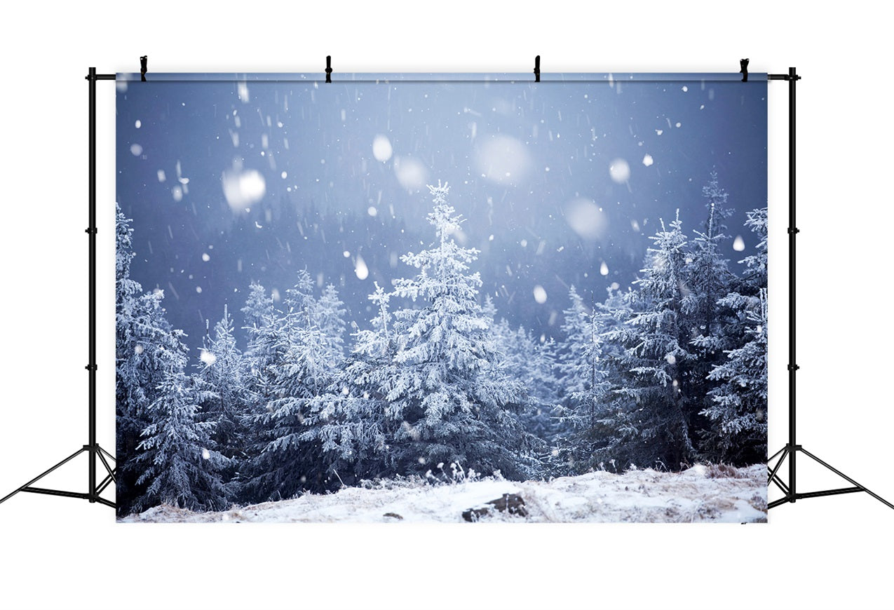 Winter Night Snowfall Moonlit Starry Backdrop UK BRP9-214