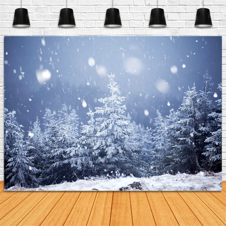 Winter Night Snowfall Moonlit Starry Backdrop UK BRP9-214