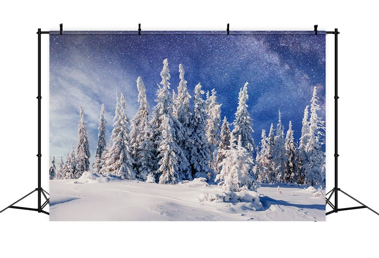 Winter Snowy Pines Beneath Milky Way Backdrop UK BRP9-216