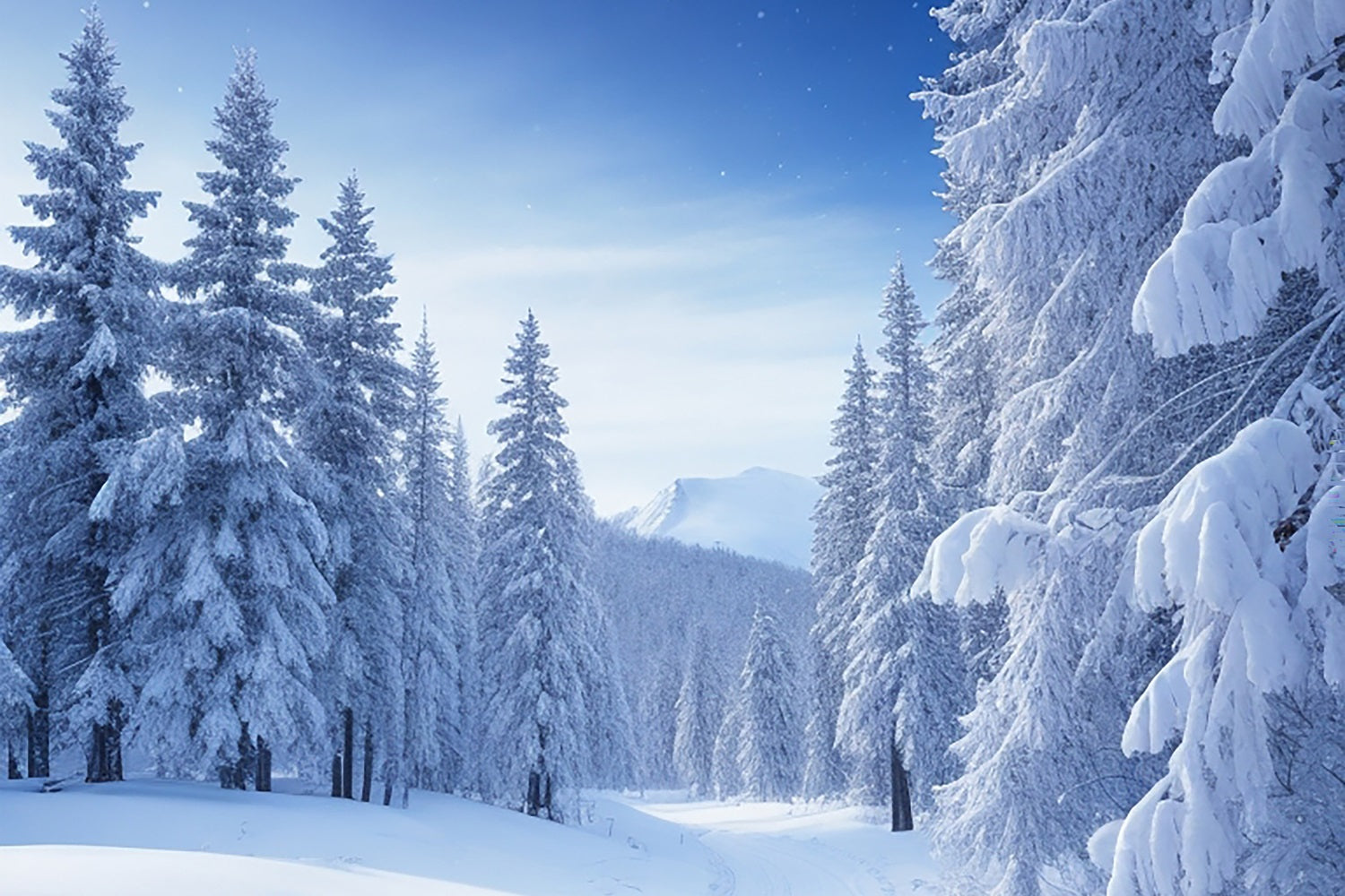 Serene Snowy Pine Tree Landscape Winter Backdrop UK BRP9-217