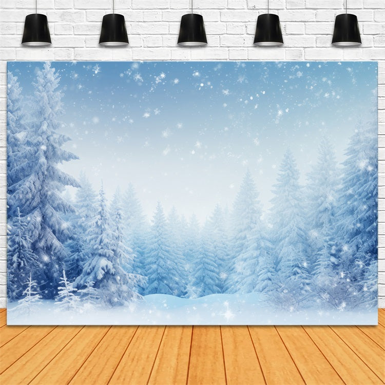 Snowflakes Fall Over Peaceful Winter Forest Backdrop UK BRP9-218