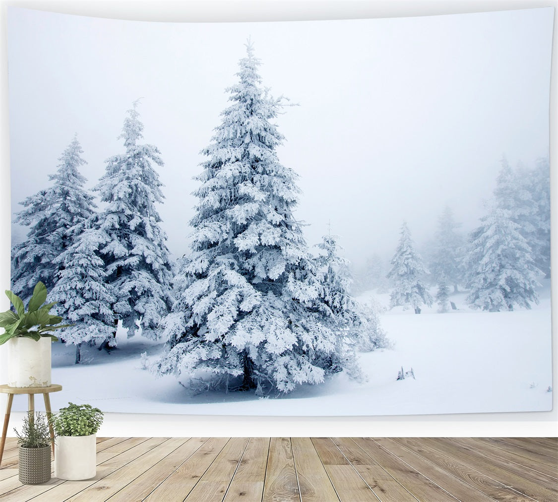 Winter Pines Quiet Snowy Landscape Backdrop UK BRP9-219