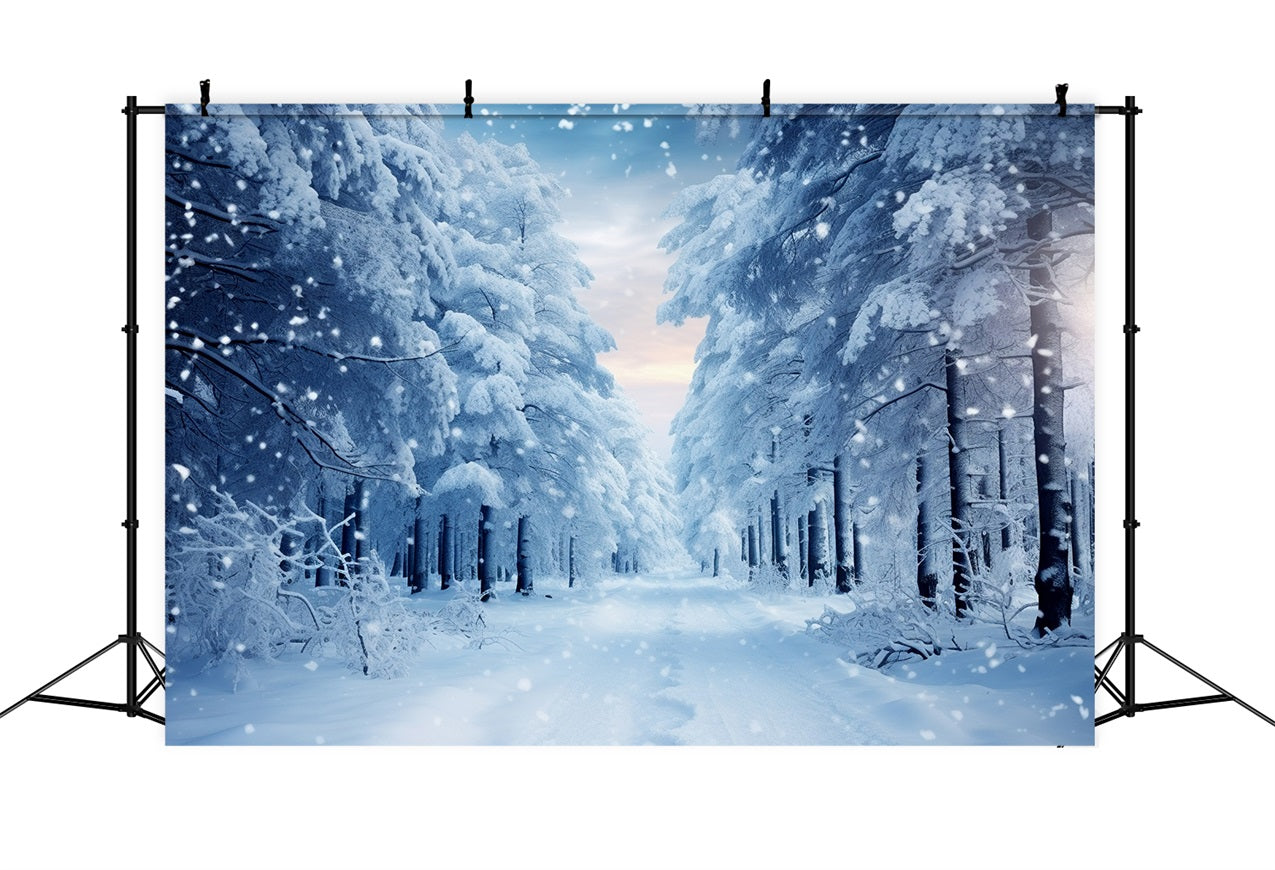 Winter Walk Through Snowy Forest Path Backdrop UK BRP9-221