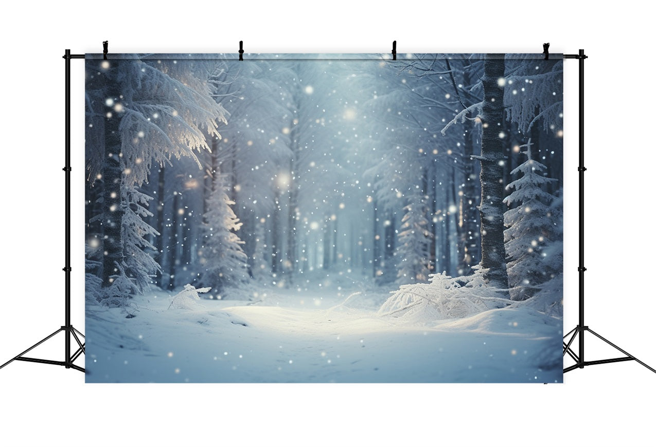 Winter Night Snowfall Enchanted Forest Backdrop UK BRP9-222