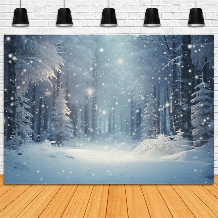 Winter Night Snowfall Enchanted Forest Backdrop UK BRP9-222