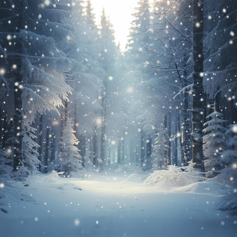 Winter Night Snowfall Enchanted Forest Backdrop UK BRP9-222