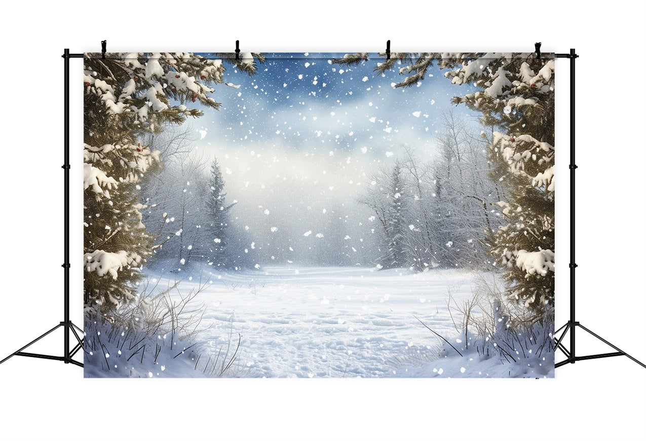 Pine Forest Covered Snow Winter Backdrop UK BRP9-223