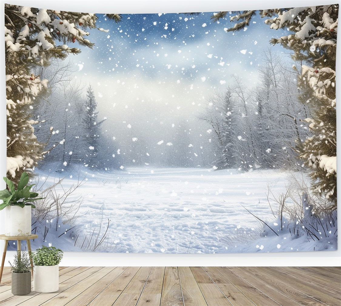 Pine Forest Covered Snow Winter Backdrop UK BRP9-223