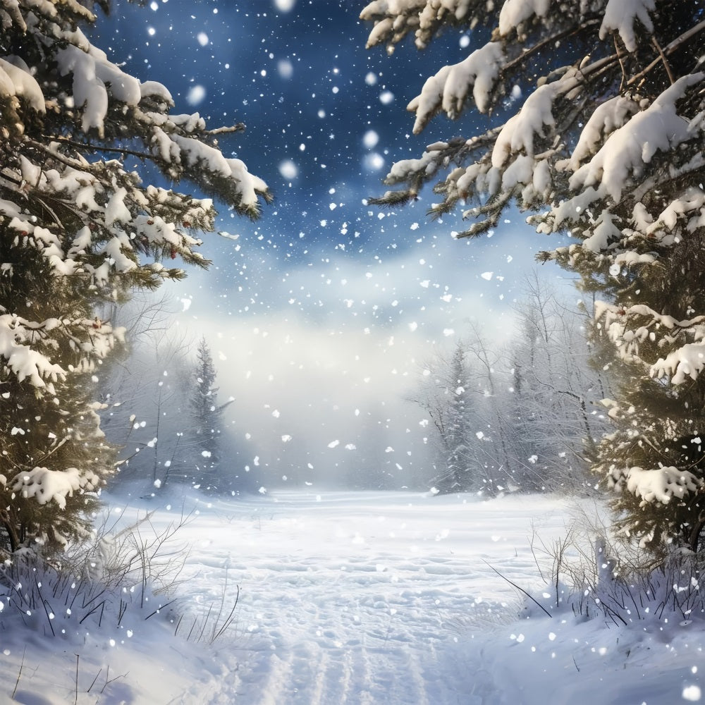 Pine Forest Covered Snow Winter Backdrop UK BRP9-223