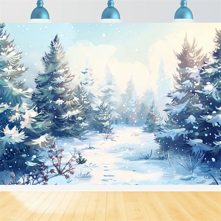 Cosmic Winter Forest With Snowfall Backdrop UK BRP9-225