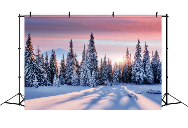 Winter Sunrise Over Snowy Forest Backdrop UK BRP9-226