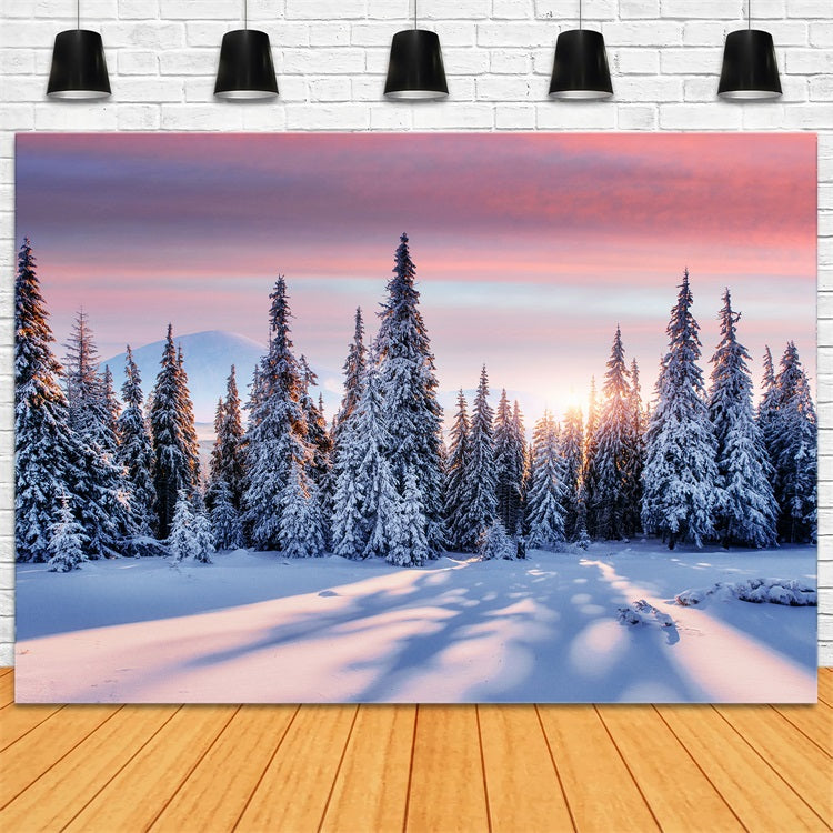 Winter Sunrise Over Snowy Forest Backdrop UK BRP9-226