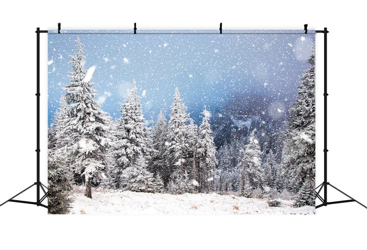 Snowfall Winter Pine Forest Photography Backdrop UK BRP9-230