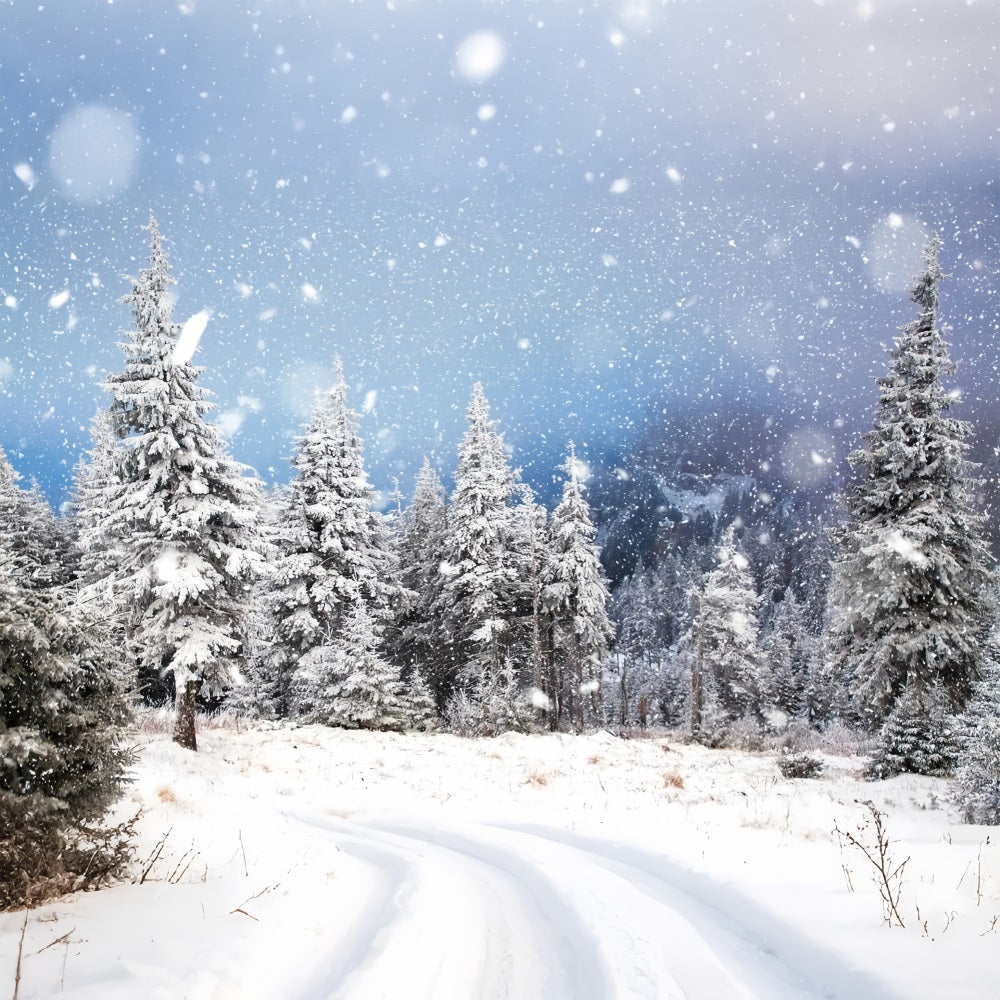 Snowfall Winter Pine Forest Photography Backdrop UK BRP9-230